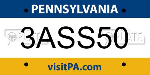 3ASS50 Pennsylvania License Plate