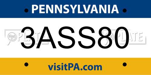 3ASS80 Pennsylvania License Plate