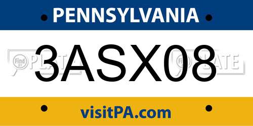 3ASX08 Pennsylvania License Plate