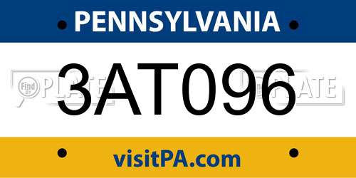 3AT096 Pennsylvania License Plate