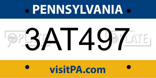 3AT497 Pennsylvania License Plate