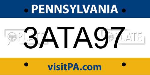 3ATA97 Pennsylvania License Plate