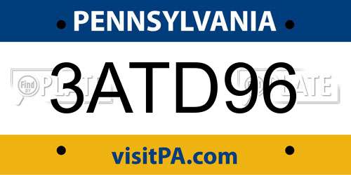 3ATD96 Pennsylvania License Plate