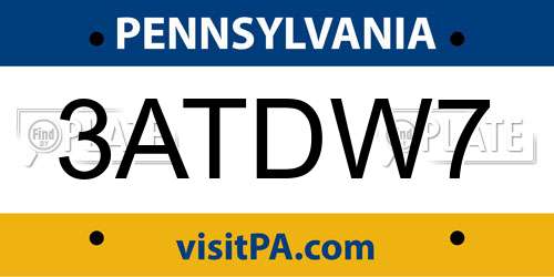 3ATDW7 Pennsylvania License Plate