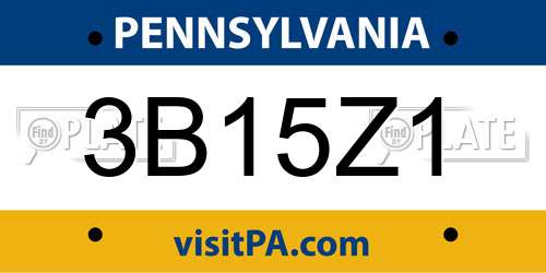 3B15Z1 Pennsylvania License Plate