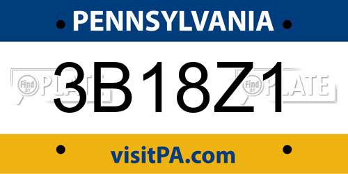 3B18Z1 Pennsylvania License Plate