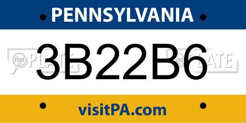 3B22B6 Pennsylvania License Plate