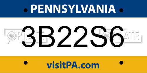 3B22S6 Pennsylvania License Plate