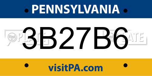 3B27B6 Pennsylvania License Plate