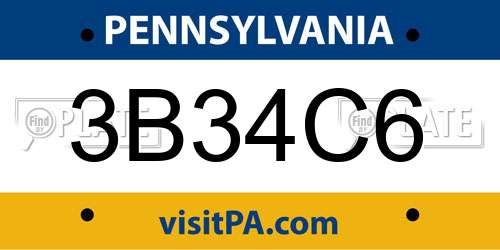 3B34C6 Pennsylvania License Plate