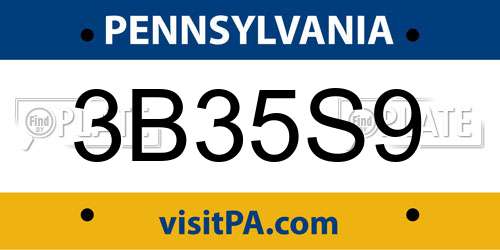 3B35S9 Pennsylvania License Plate