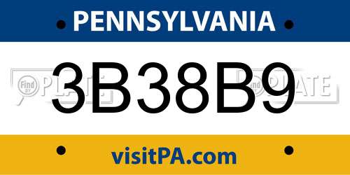 3B38B9 Pennsylvania License Plate