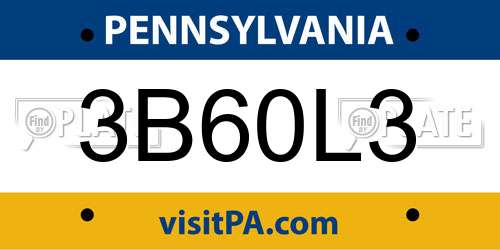 3B60L3 Pennsylvania License Plate