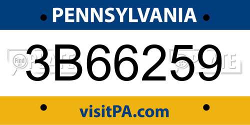 3B66259 Pennsylvania License Plate