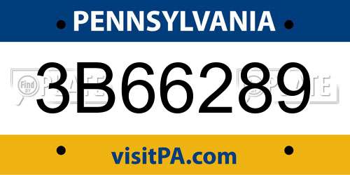 3B66289 Pennsylvania License Plate