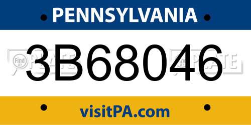 3B68046 Pennsylvania License Plate