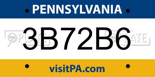 3B72B6 Pennsylvania License Plate
