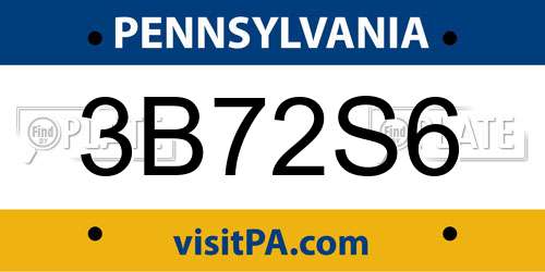 3B72S6 Pennsylvania License Plate