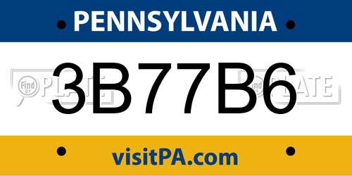 3B77B6 Pennsylvania License Plate