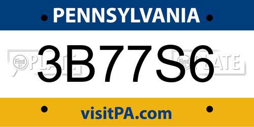 3B77S6 Pennsylvania License Plate