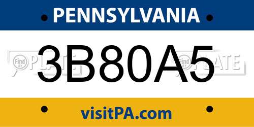 3B80A5 Pennsylvania License Plate