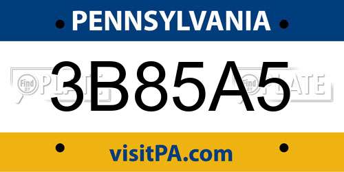 3B85A5 Pennsylvania License Plate