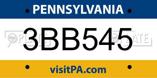 3BB545 Pennsylvania License Plate