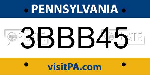 3BBB45 Pennsylvania License Plate