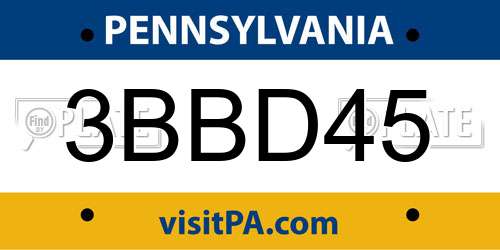 3BBD45 Pennsylvania License Plate