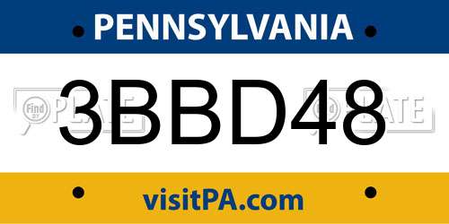 3BBD48 Pennsylvania License Plate