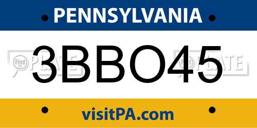 3BBO45 Pennsylvania License Plate