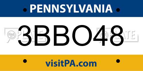 3BBO48 Pennsylvania License Plate