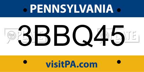 3BBQ45 Pennsylvania License Plate