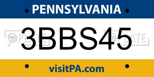 3BBS45 Pennsylvania License Plate