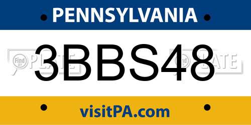 3BBS48 Pennsylvania License Plate