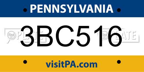 3BC516 Pennsylvania License Plate