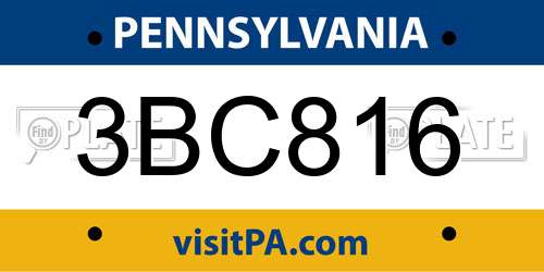 3BC816 Pennsylvania License Plate