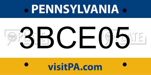 3BCE05 Pennsylvania License Plate