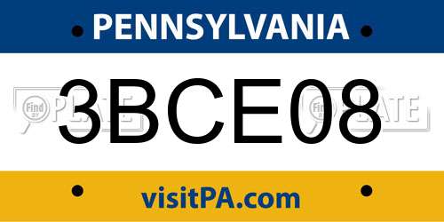 3BCE08 Pennsylvania License Plate