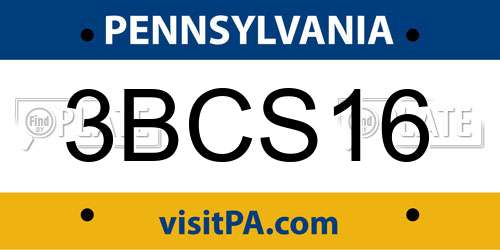 3BCS16 Pennsylvania License Plate