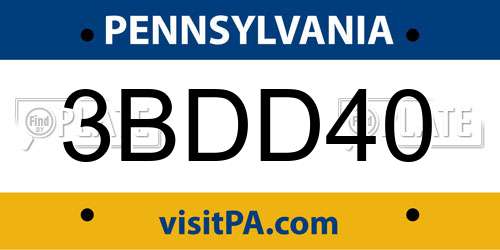 3BDD40 Pennsylvania License Plate