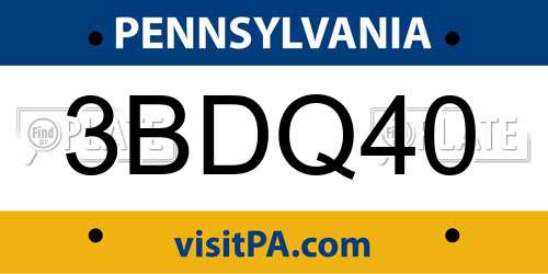 3BDQ40 Pennsylvania License Plate