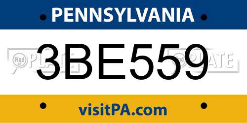 3BE559 Pennsylvania License Plate