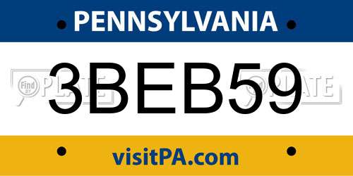 3BEB59 Pennsylvania License Plate