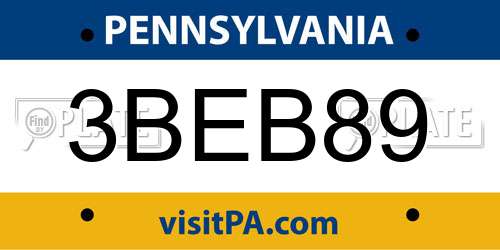 3BEB89 Pennsylvania License Plate