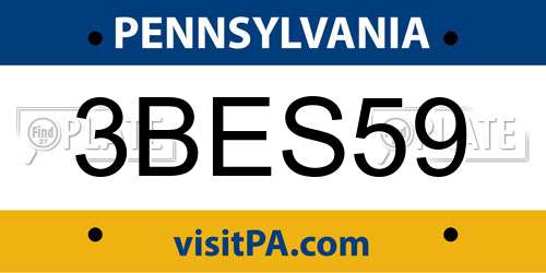 3BES59 Pennsylvania License Plate