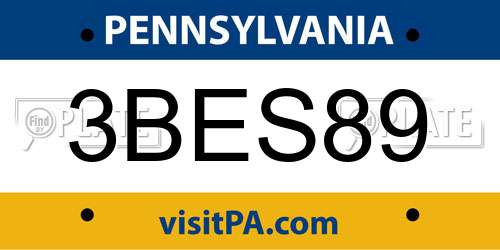 3BES89 Pennsylvania License Plate