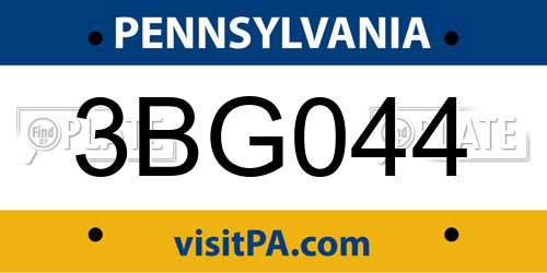 3BG044 Pennsylvania License Plate