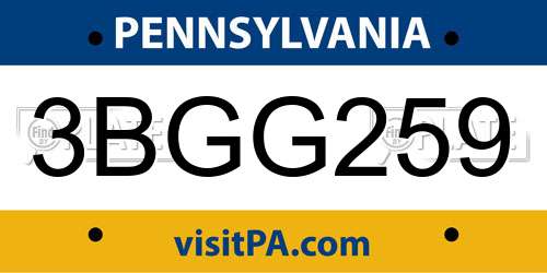 3BGG259 Pennsylvania License Plate