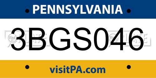 3BGS046 Pennsylvania License Plate